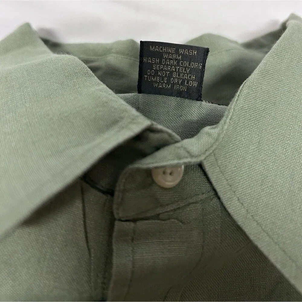 Banana Republic 100% Irish Linen Green Shirt Long Sleeve Button Pocket Men's XL